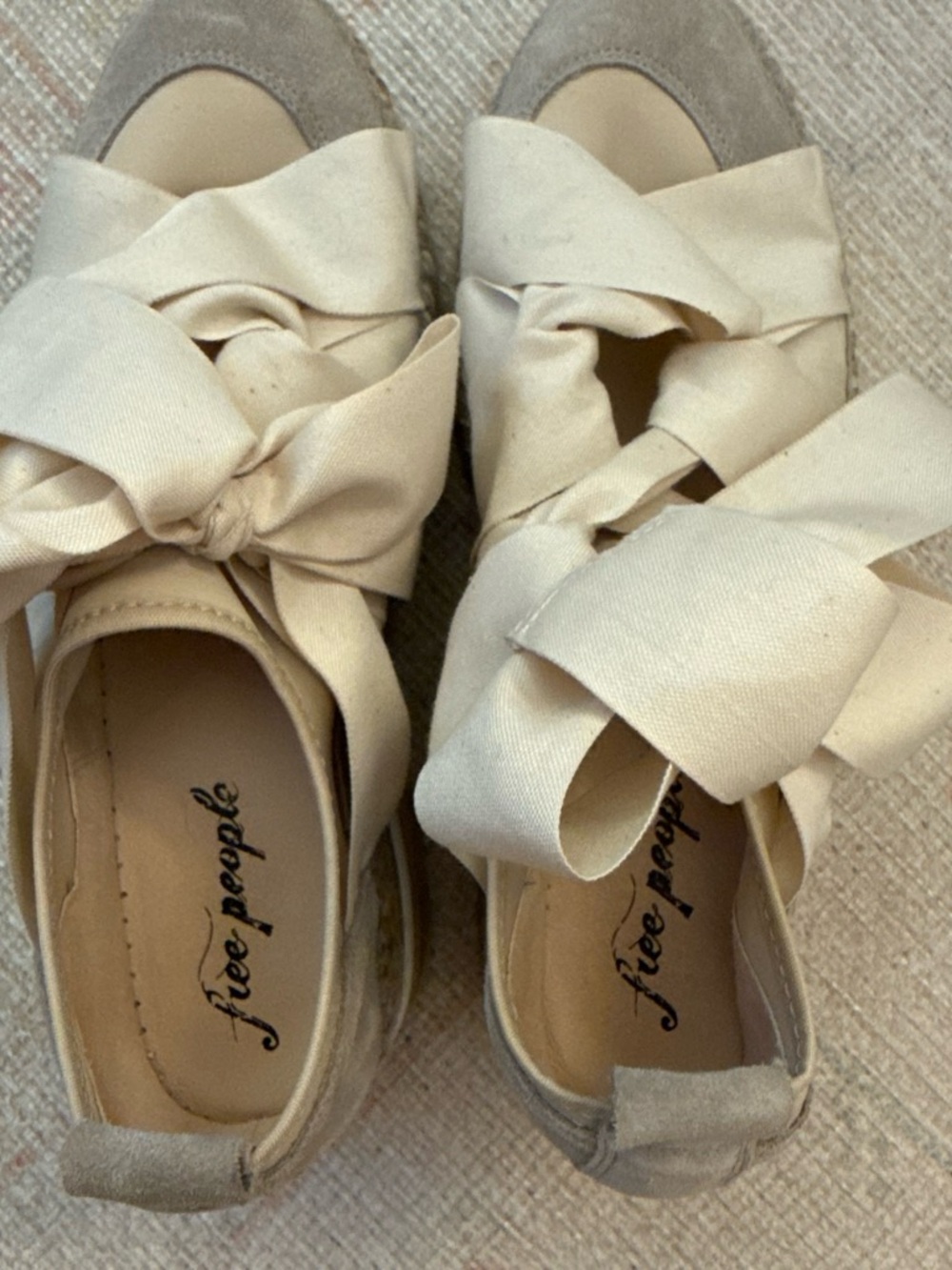 Free People Beige Cream Espadrille Platform Sneakers with Bow - Picture 5 of 6